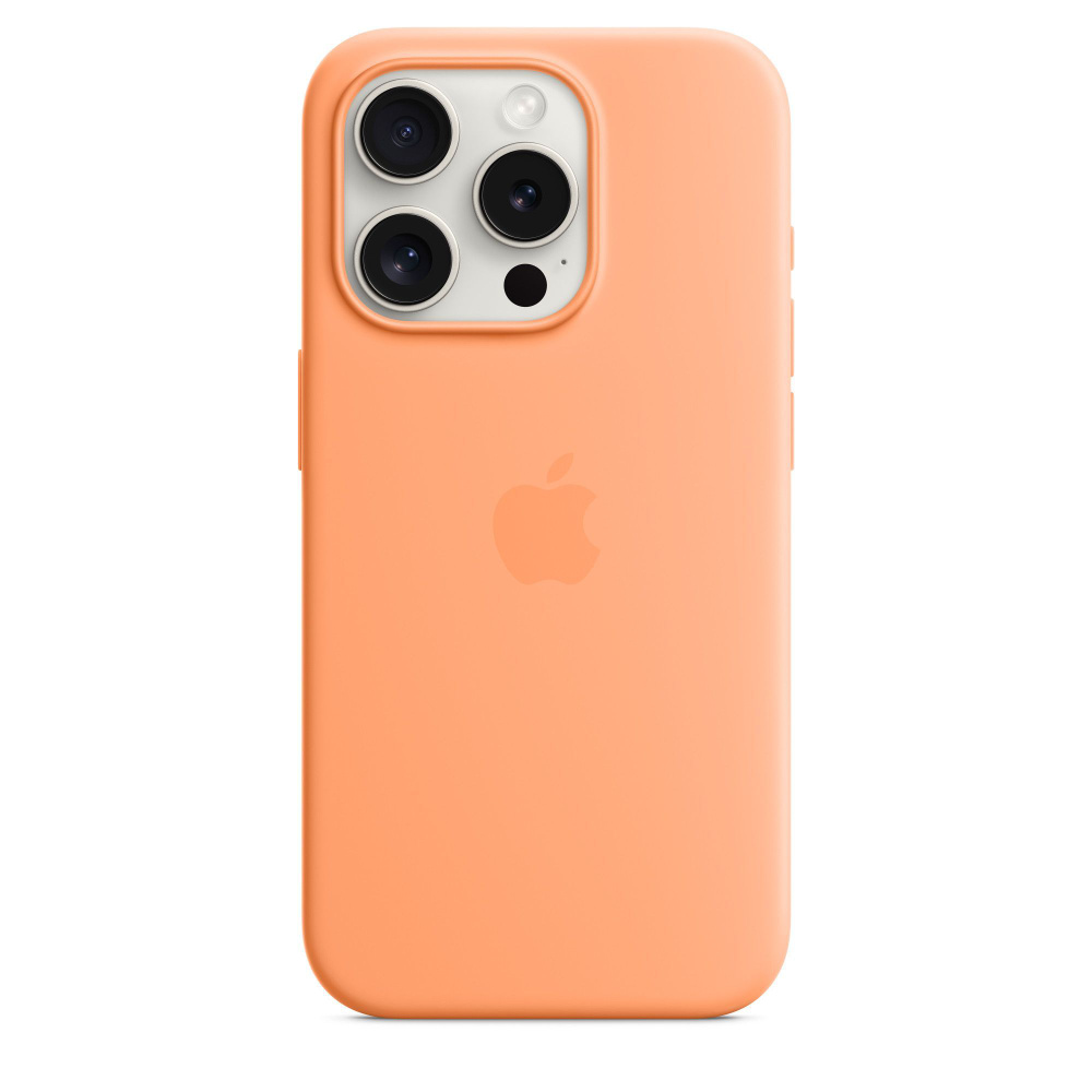 Чехол MagSafe для IPhone 15 Pro силиконовый / Silicone case with MagSafe на Айфон 15 Pro / Orange Sorbet #1