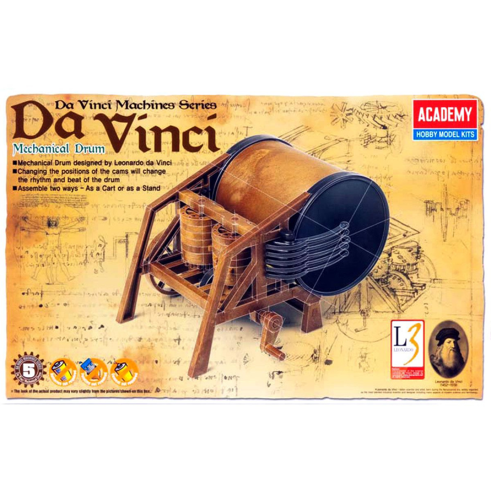 Academy сборная модель 18138 DAVINCI MECHANICAL DRUM #1