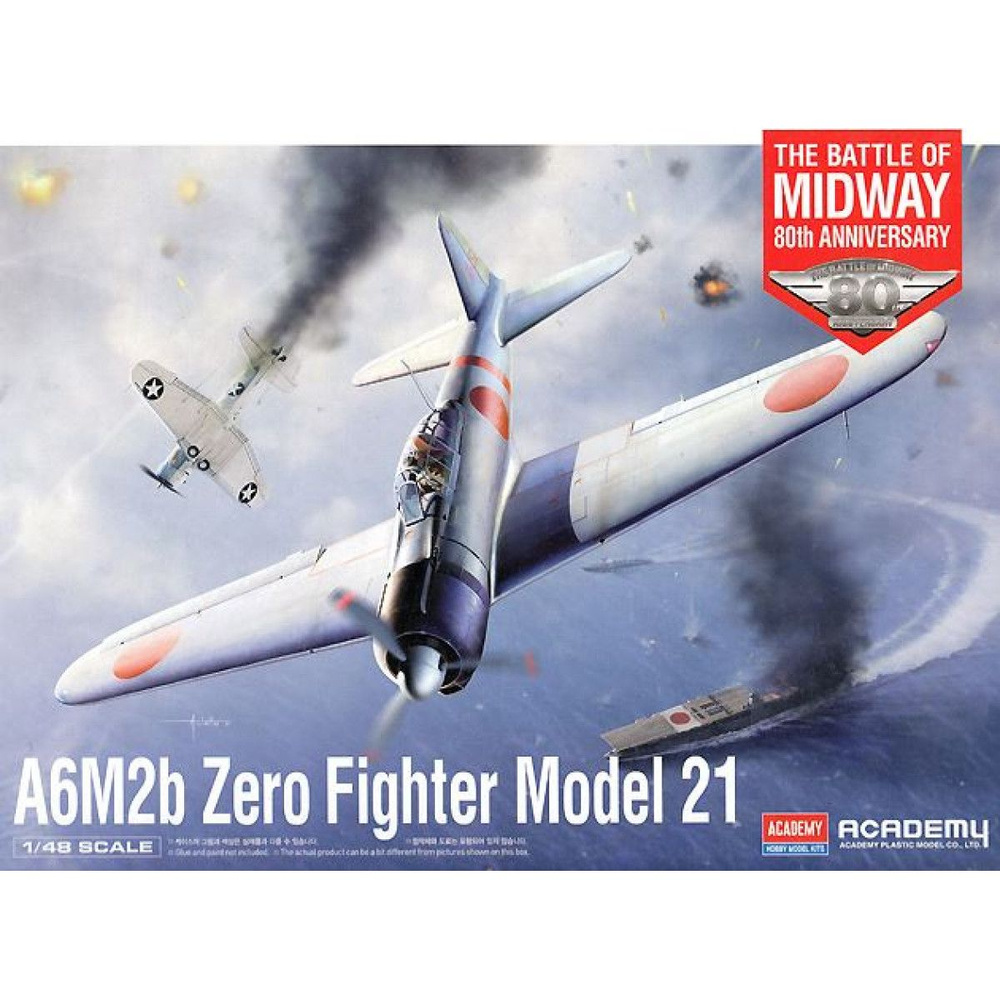 Academy сборная модель 12352 Mitsubishi A6M2b Zero Fighter Model 21 The Battle of Midway 1:48  #1