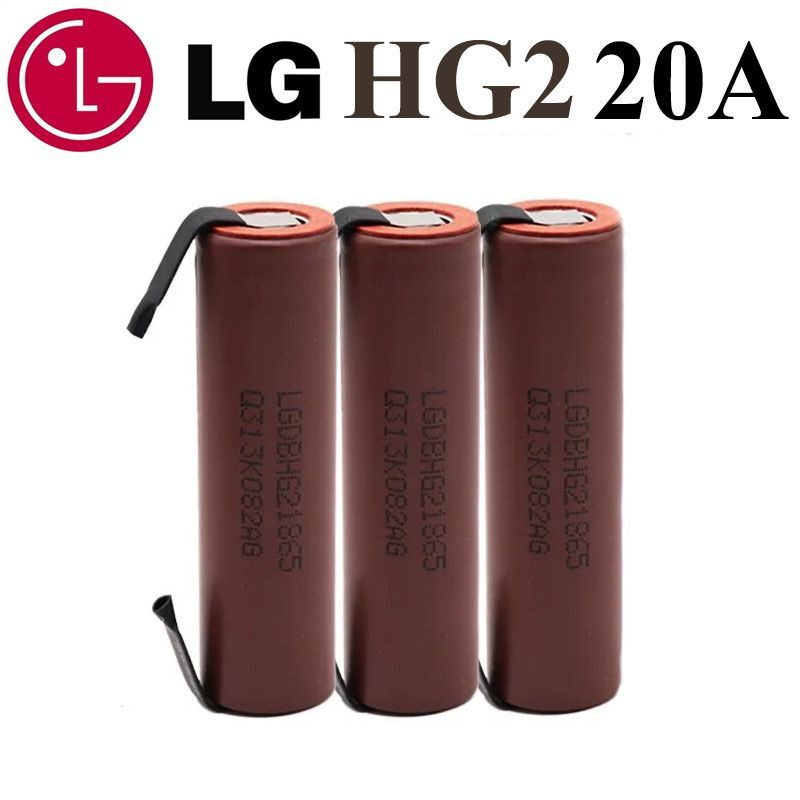 3 шт. Аккумулятор LG HG2 с никелевыми контактами LGDBHG21865 18650 3,7 В, 3000 мА/ч, 20A  #1