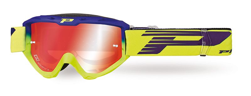 Мотоочки PROGRIP Riot 3450 FL Elektrik blue/Yellow fluo Multilayer mirror Red Lens #1