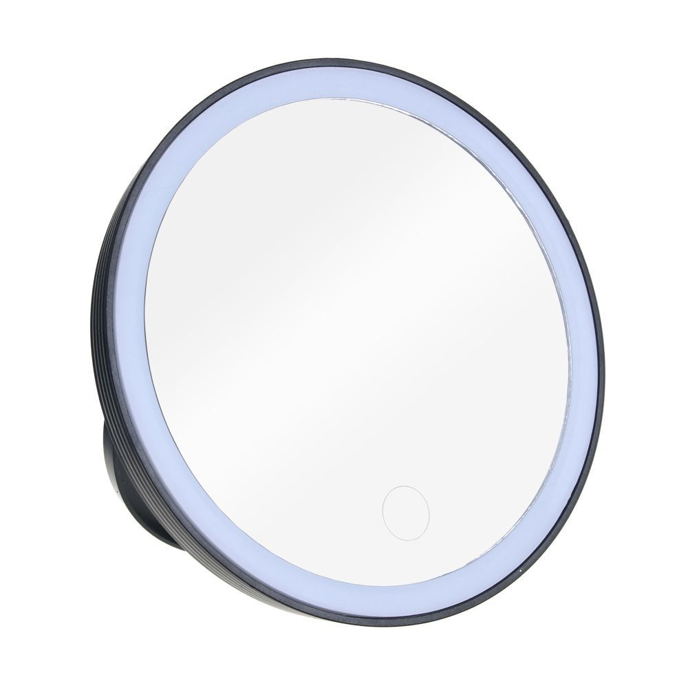 Зеркало с LED-подсветкой, 4xAAA, USB-провод, пластик, стекло, d15 см  #1