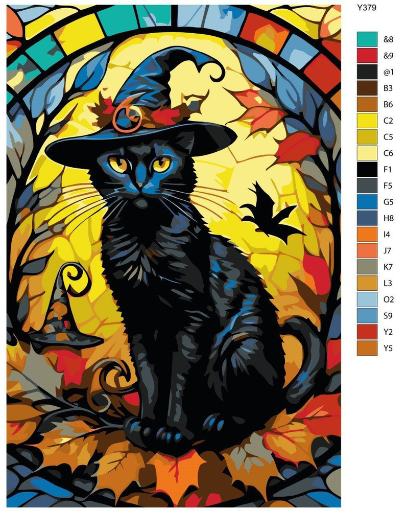 Картина по номерам Y-379 "Черный котик в шляпе" 40х60 #1