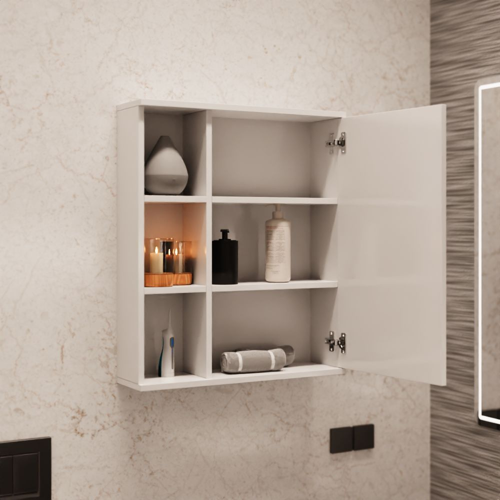 Шкаф универсальный в ванную комнату, Белый 60х72х16,5 см, Vivoline  #1