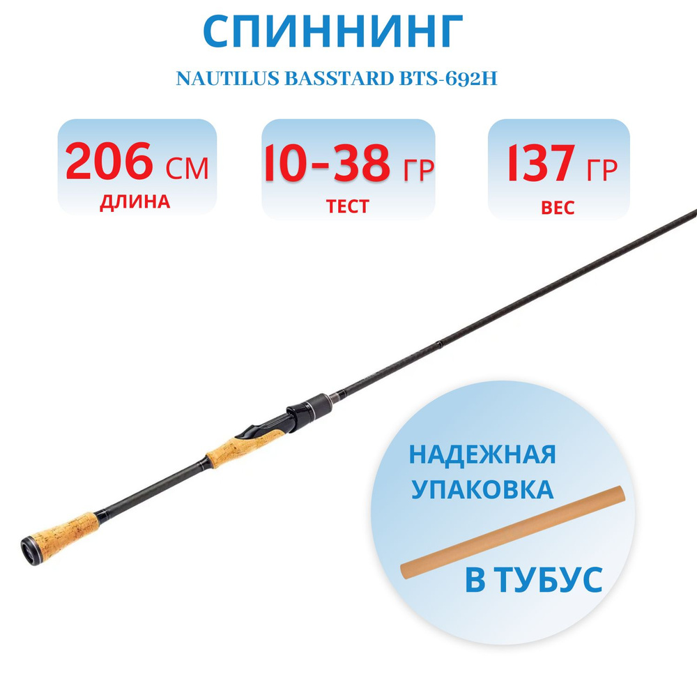 Спиннинг Nautilus Basstard BTS-692H длина 206 см тест 10-38 гр #1