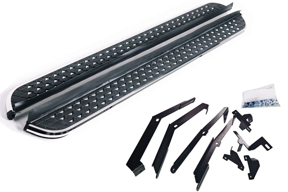 Пороги подножки алюминиевые с кантом из нержавейки HTX для Renault ...