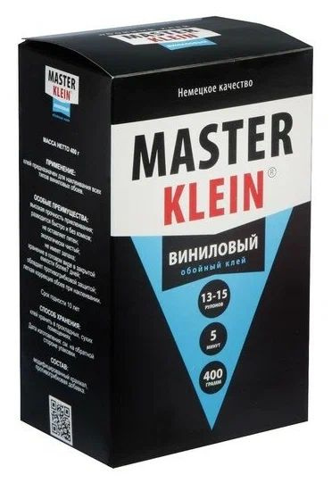 Клей обойный "Master Klein" виниловый 400гр (13-15рулонов, 65м2) жест.пачка  #1