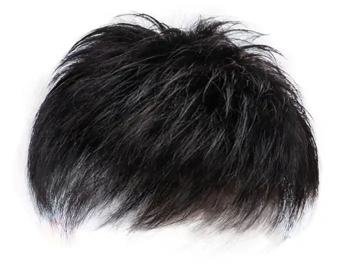 Парик человеческих волос для мужчин натуральный черный . Система замены шиньонов с зажимами  #1