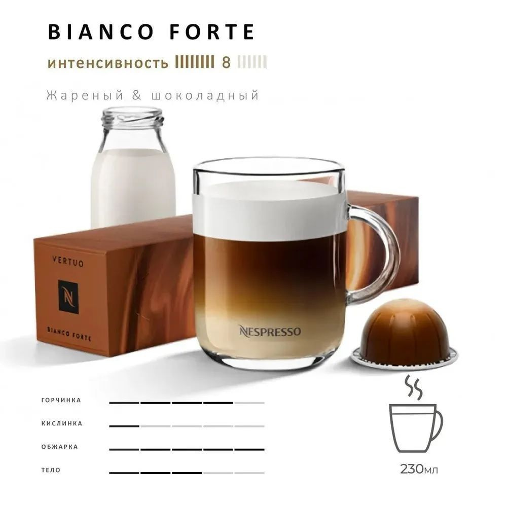 BIANCO FORTE 230 мл. - Кофе в капсулах Nespresso VERTUO BIANCO FORTE, 10 шт. #1