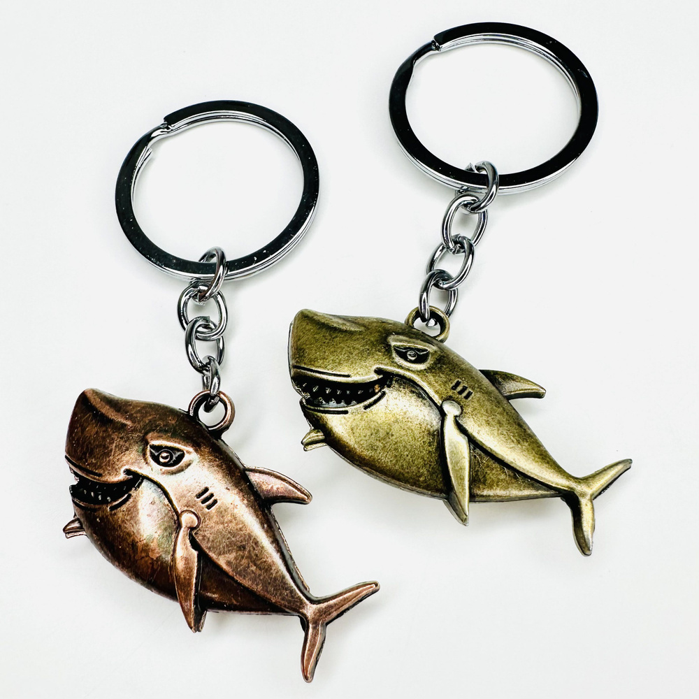 Брелок двойной для ключей для пары, для лучших друзей, брелки брелоки парные металлические, акулы , бронзовый #1