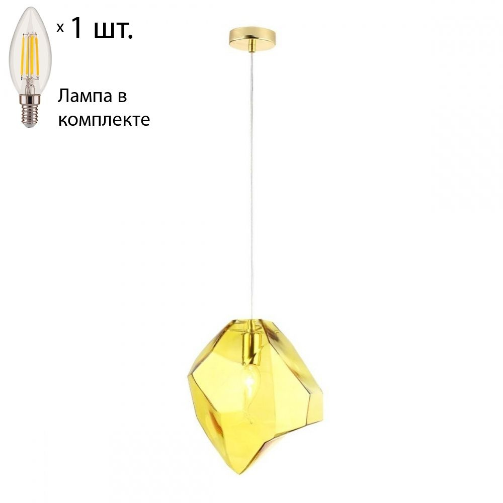 Подвесной светильник с лампочкой CRYSTAL LUX NUESTRO SP1 GOLD/AMBER+Lamps  #1