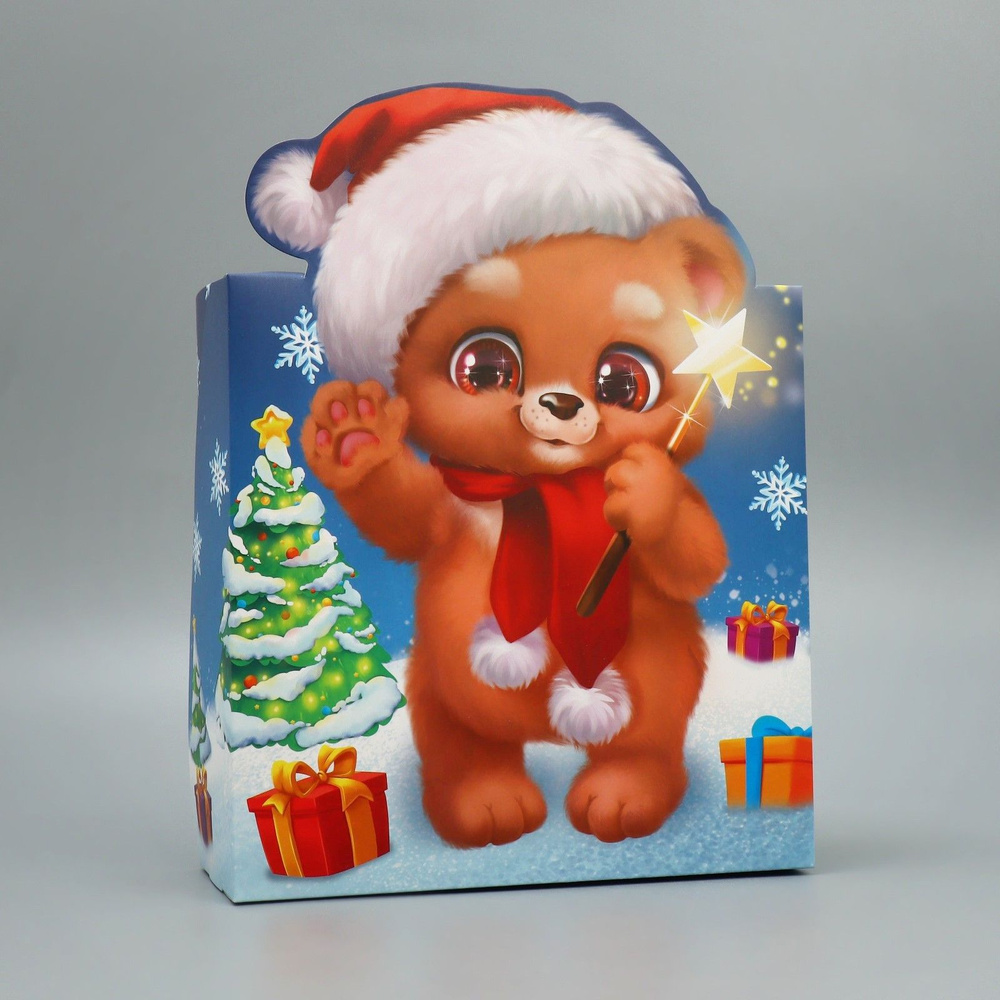 Коробка складная, подарочная , подарочная, медвежонок, 25 х 25 х 10 см, новогодняя для конфет  #1