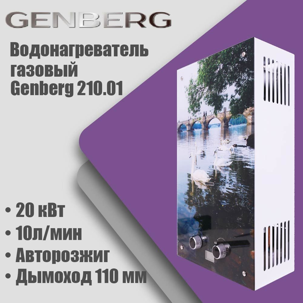 Газовая колонка Genberg 210.01 (Мост) автомат, 20кВт, 10л/мин, дымоход 110мм  #1
