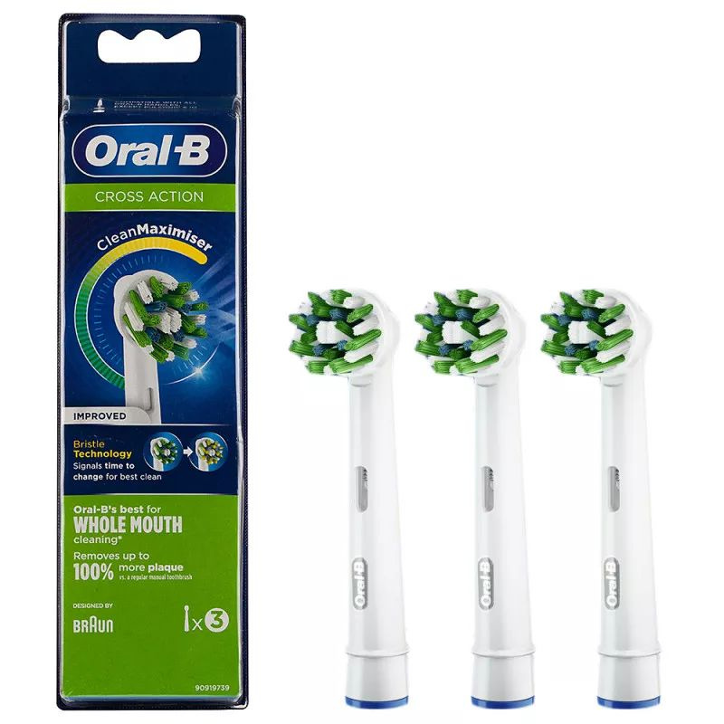 Насадки Oral-B Cross Action CleanMaximiser White для электрической зубной щетки, 3 шт., для тщательного #1