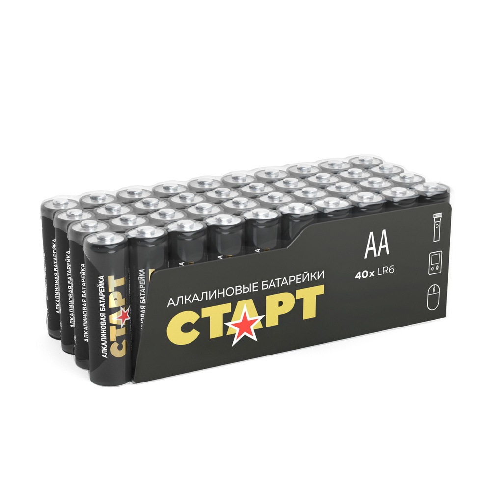 Батарейки пальчиковые СТАРТ АА (LR6) Alkaline щелочные (алкалиновые), блистер, 40 шт.  #1