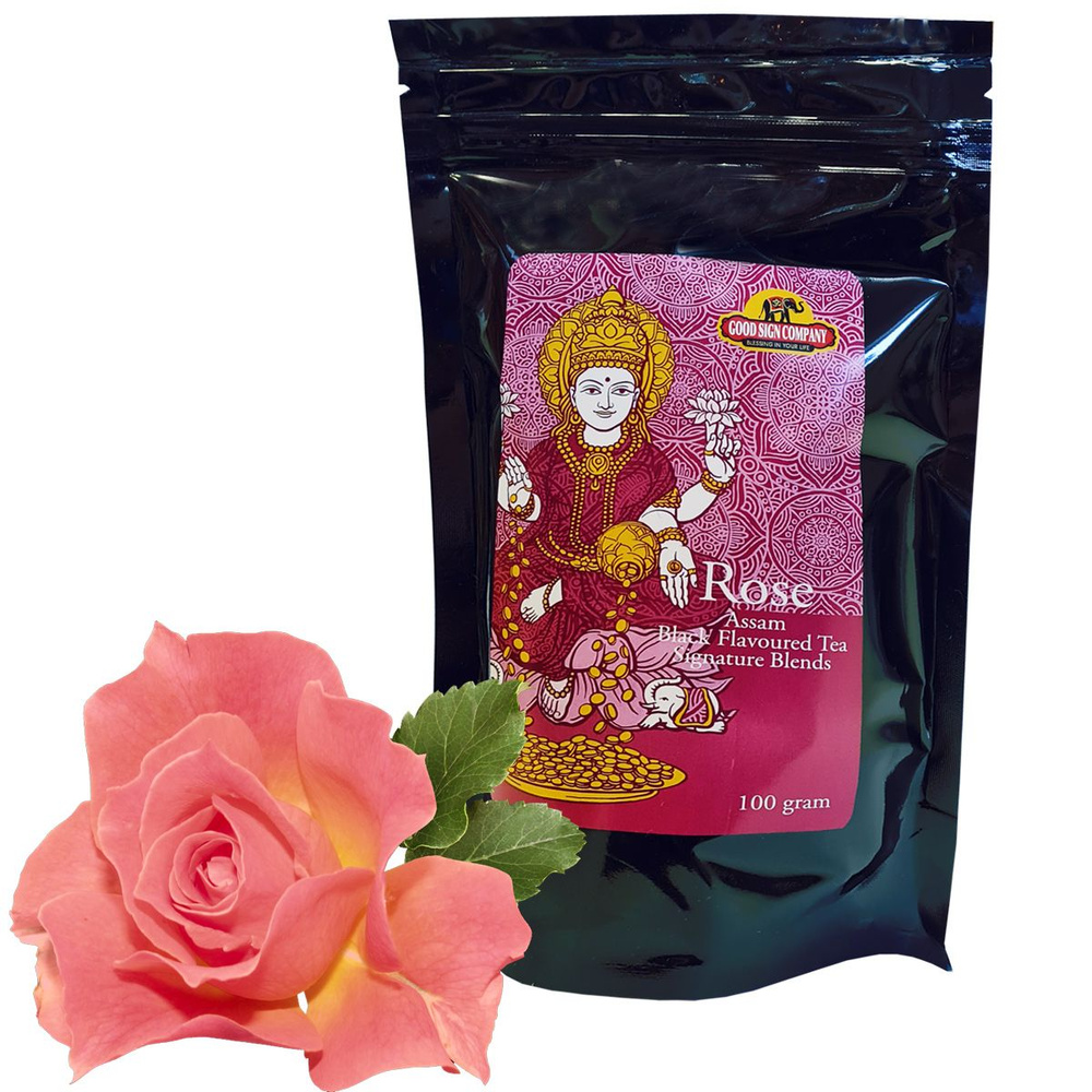 Чай чёрный ассам с розой (Assam Rose Black Tea Good Sign Company), 100 грамм  #1