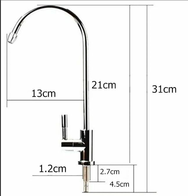 Кран для чистой воды для раковин из нержавеющей стали и столешниц толщеной не более 2 см  #1