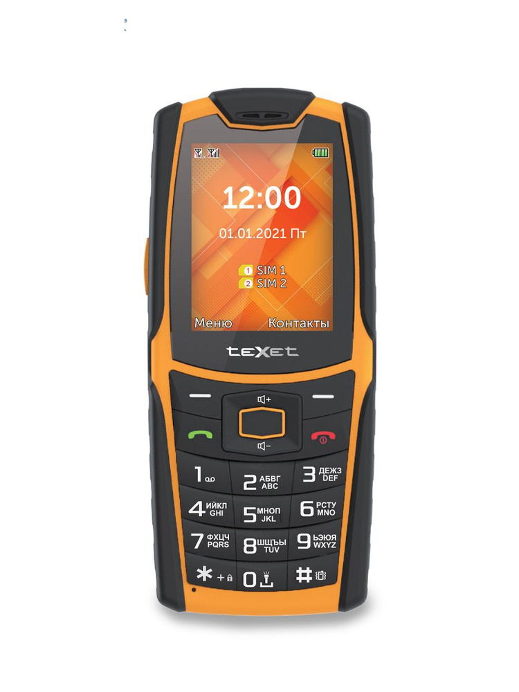 Texet Мобильный телефон Мобильный телефон teXet TM-521R, черный матовый, оранжевый  #1
