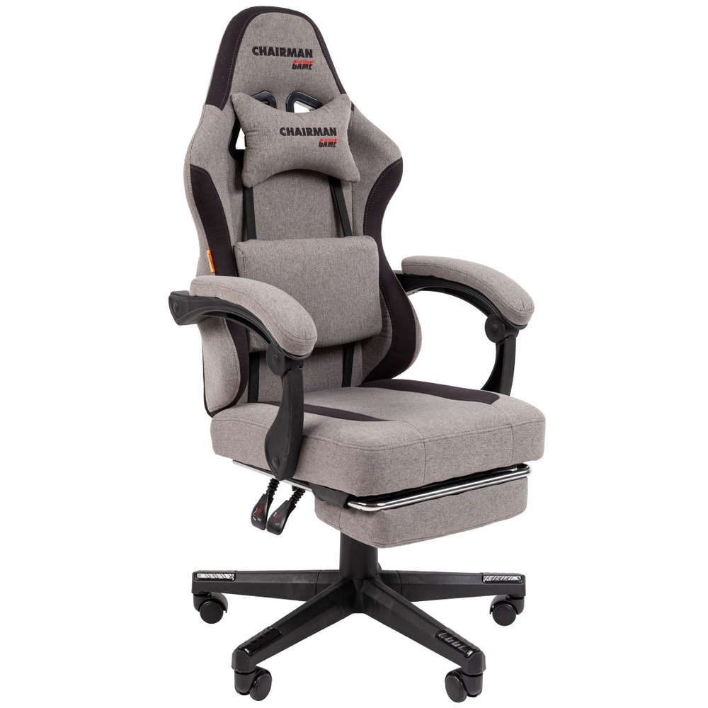 Кресло компьютерное CHAIRMAN CH27, игровое кресло ткань, серый/черный  #1