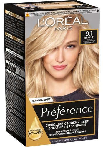 L'Oreal Paris Краска для волос Preference, 9.1 Викинг, очень светло-русый пепельный, Лореаль Преферанс #1