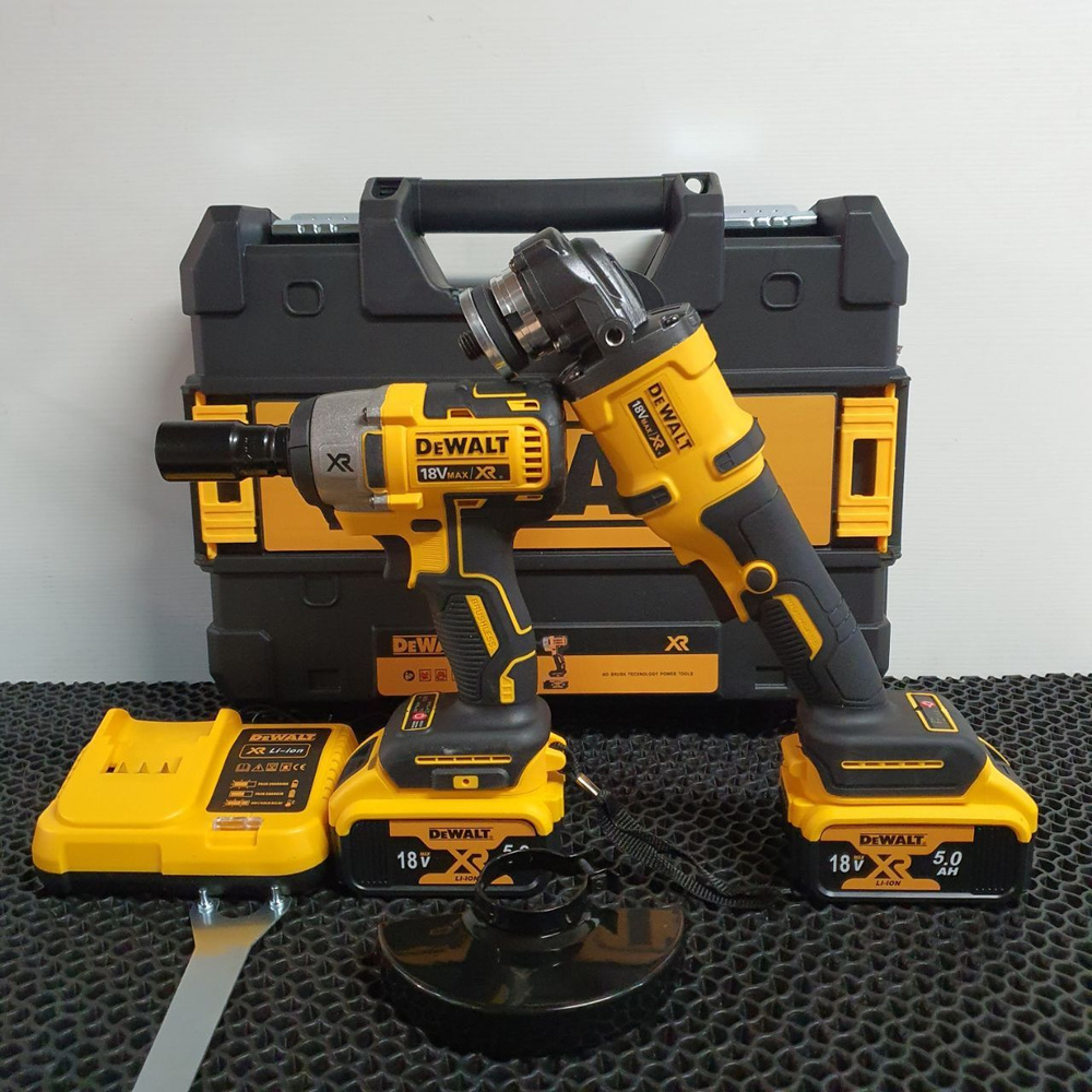 Набор аккумуляторного инструмента 2в1 DeWalt гайковерт 460Nm и болгарка УШМ 18V  #1