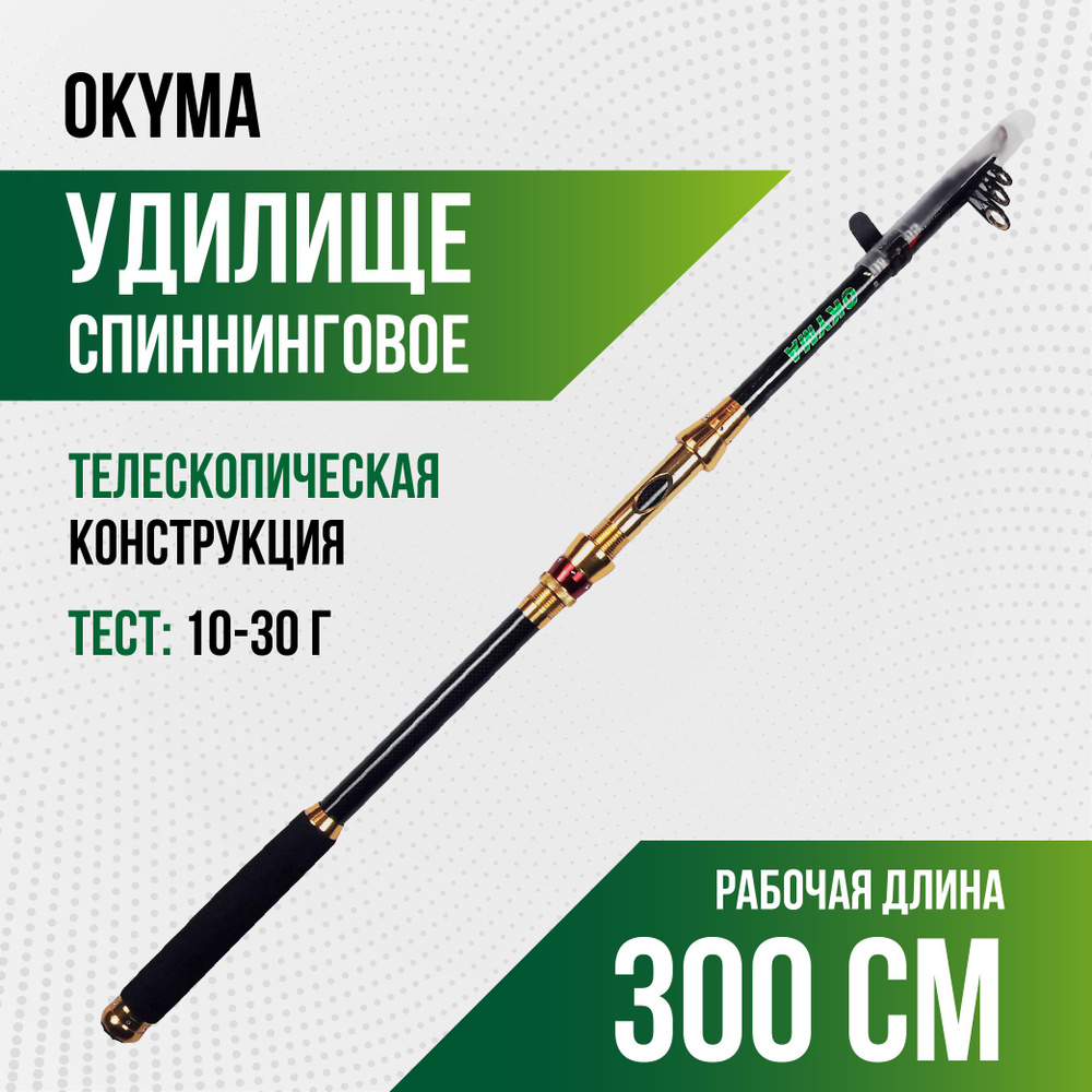 Спиннинг для рыбалки в сборе телескопический OKYMA 3,00 м, 10-30 гр, неопреновая рукоятка  #1