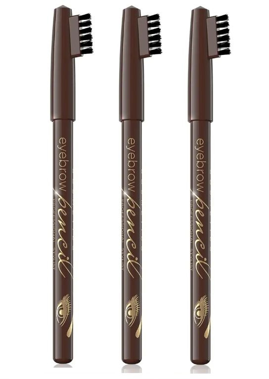 Eveline Cosmetics Карандаш для бровей Eyebrow Pencils, оттенок Medium Brown, 5г - 3 штуки  #1