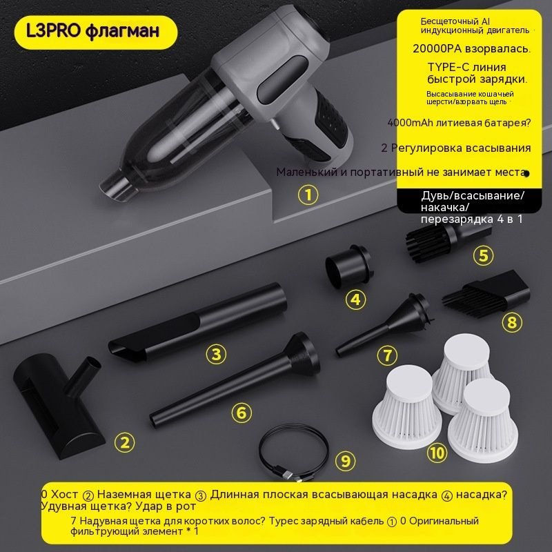 Автомобильный беспроводной ручной пылесос мини бытовой супер мощный ...