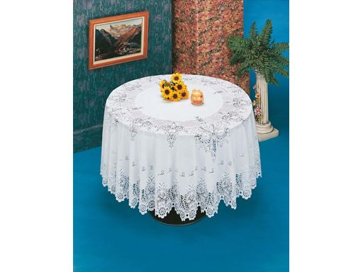 Скатерть ПВХ "Crochet" 150см белая ажурная круглая, без основы - купить ...