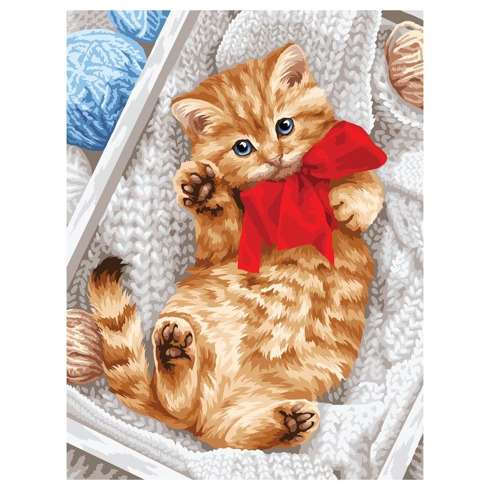 Картина по номерам ТРИ СОВЫ на холсте, "Милый котенок", 40х50 см, с акриловыми красками и кистями (КХ4050_53907) #1