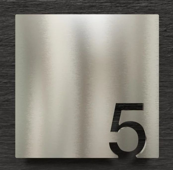 Номер квартиры 5 металлическая табличка на дверь #1