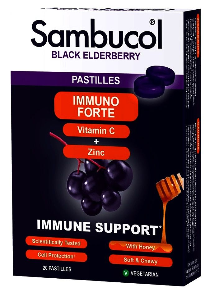 Sambucol Immuno Forte 20 pastilles / Самбукол Иммуно Форте 20 жевательных пастилок из Черной Бузины с #1