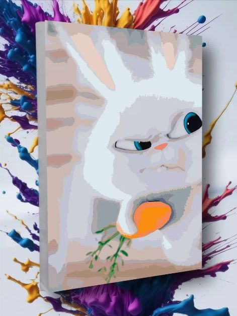 Картина по номерам Кролик с морковкой Злой заяц Животные 40х50  #1