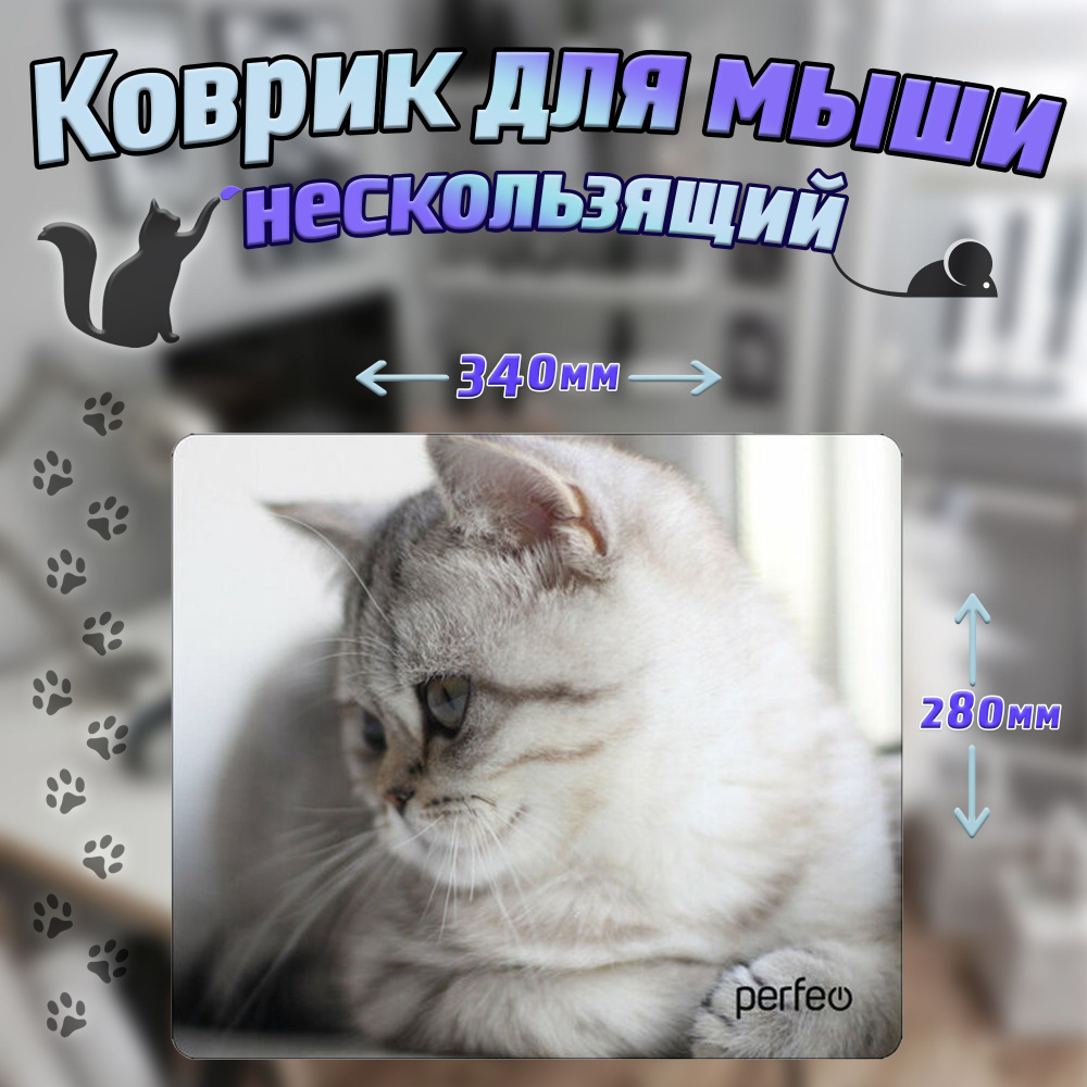 Коврик для мышки прорезиненный / ковер для мыши 340*280 с котенком ...