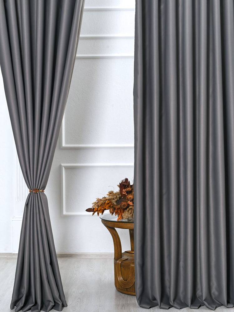 Айвори Комплект штор 270х400см, пастельный серый #1
