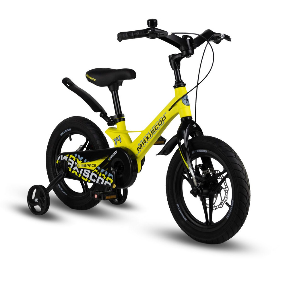 Велосипед MAXISCOO SPACE Deluxe Plus 14'' (2024) Желтый Матовый MSC-S1435D (Рост 90-110 см)  #1