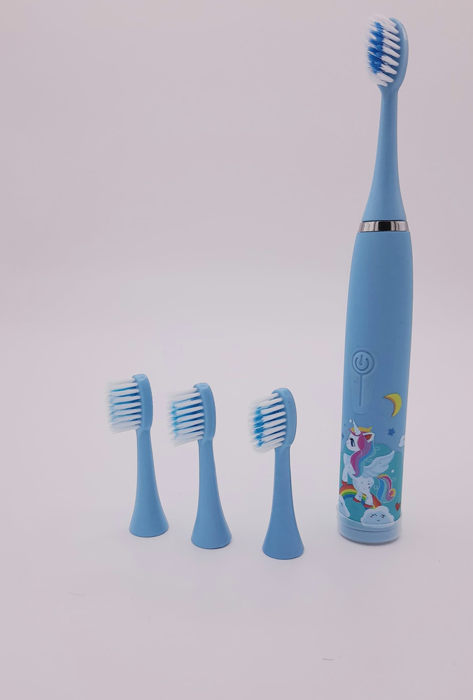Электрическая ультразвуковая зубная щетка голубая детская  #1