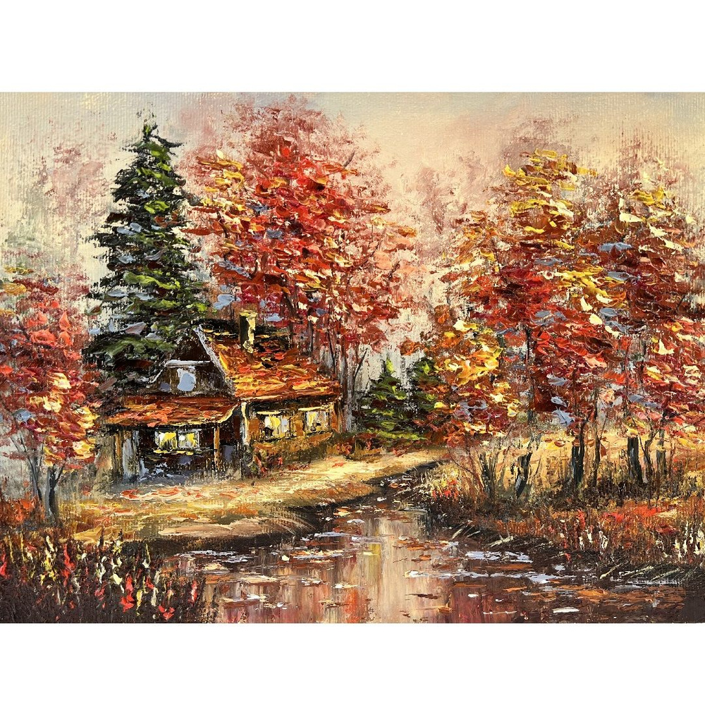Картина маслом "Осень" на холсте 30х40 см., авторская #1