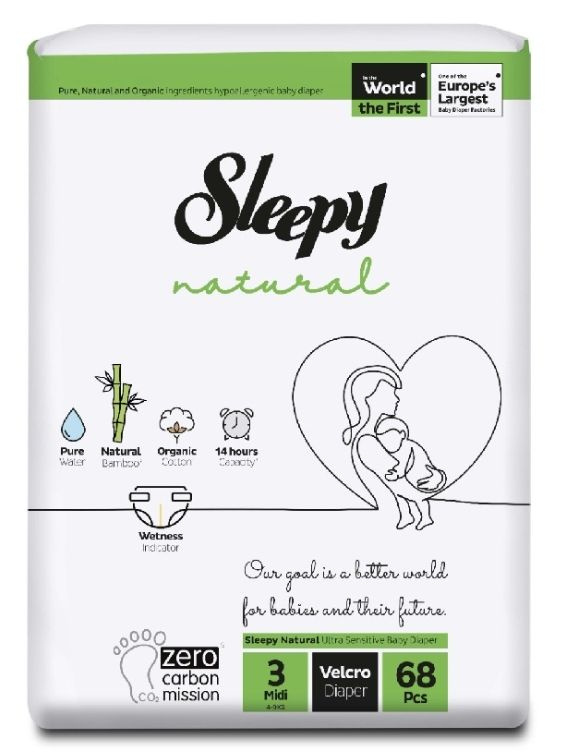 Sleepy Подгузники детские Natural Midi, 68 шт, р. 3 (4-9 кг) #1