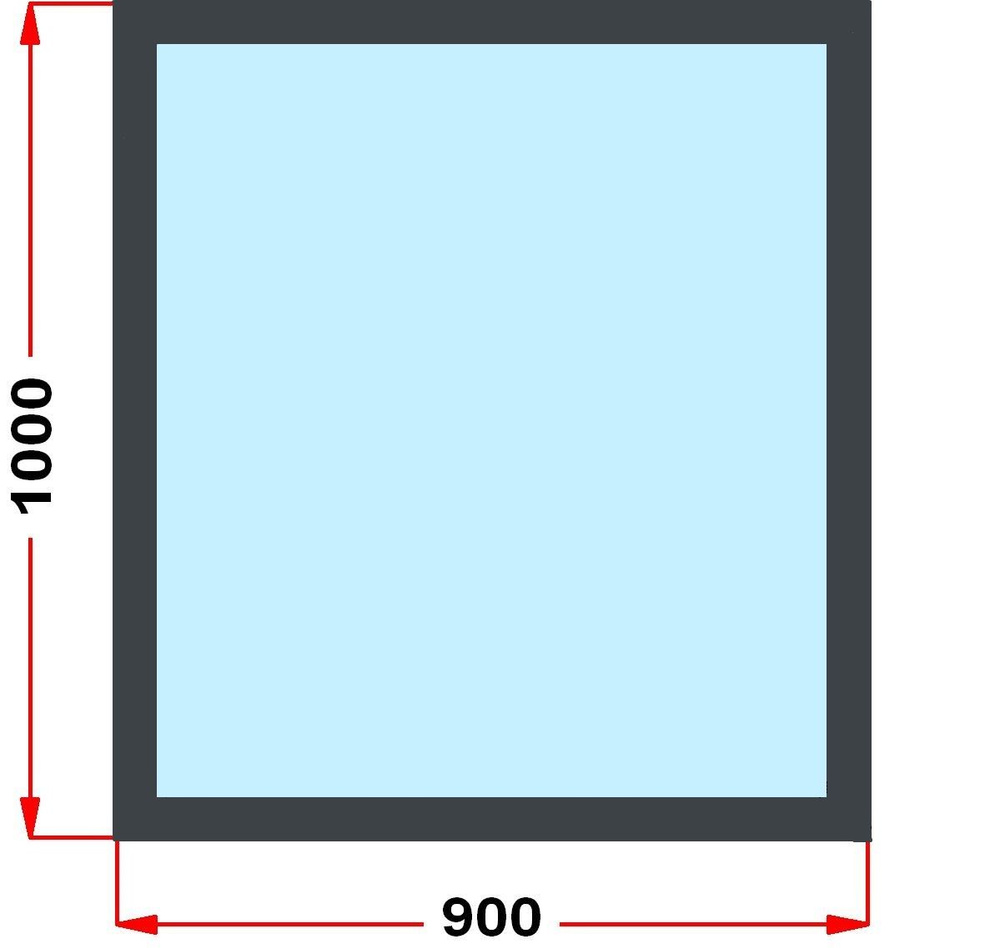 Окно из профиля Grunder 60 мм (1000 x 900), не открывающееся, стеклопакет 3 стекла, темно-серое снаружи, #1