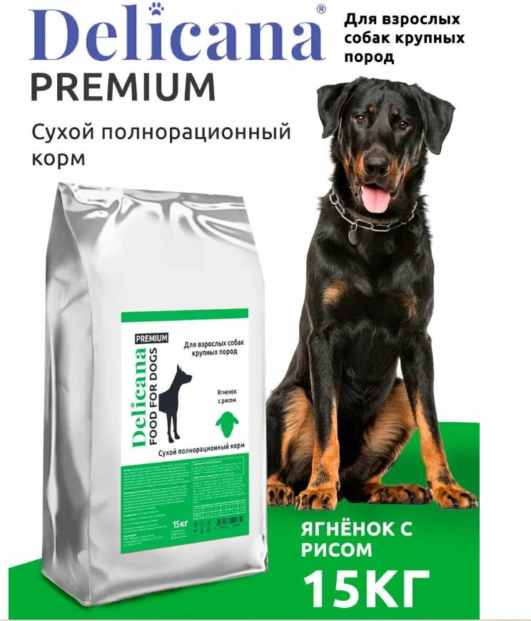 Delicana сухой корм для взрослых собак КРУПНЫХ ПОРОД с ягненком и рисом 15 кг  #1