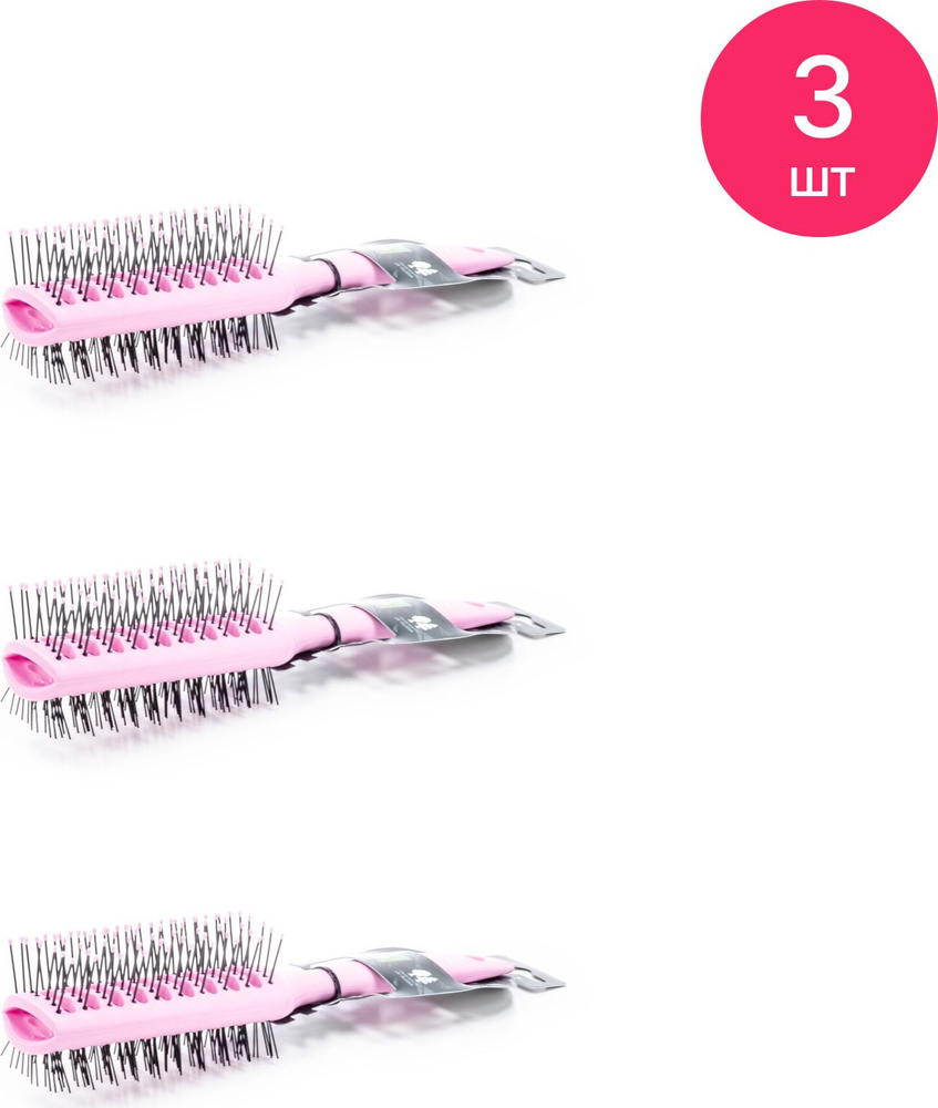Расческа вентиляционная Lei / Лей двухсторонняя с пластиковыми зубчиками розовая 23см / уход за волосами #1