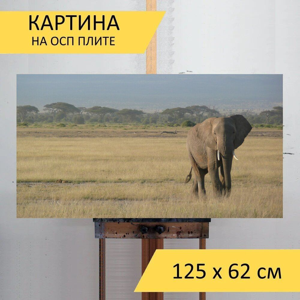 LotsPrints Картина "Слон, кения, африка 35", 125  х 62 см #1
