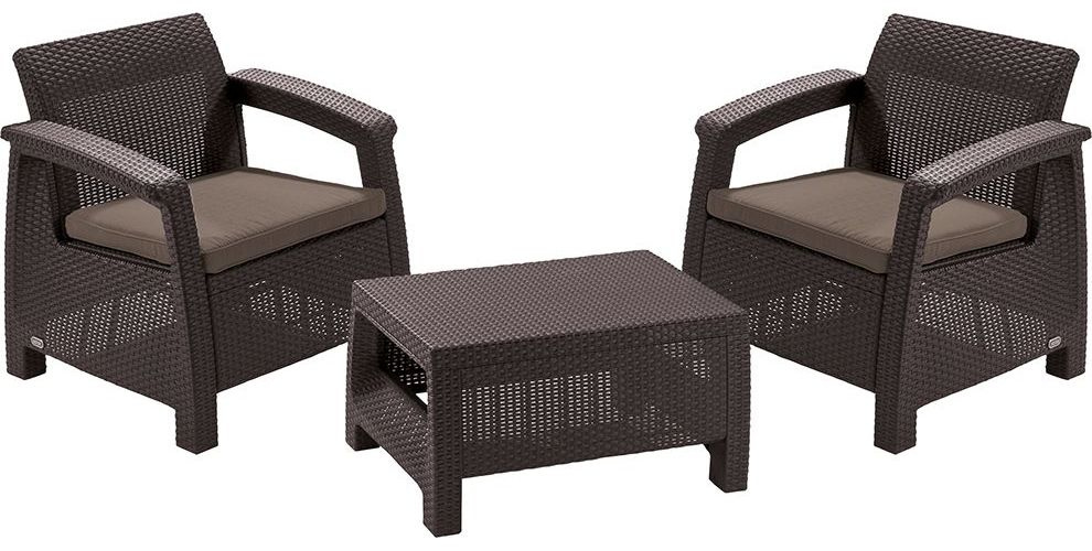 Комплект мебели KETER CORFU WEEKEND (75x70х79), 2 кресла+стол, коричневый  #1