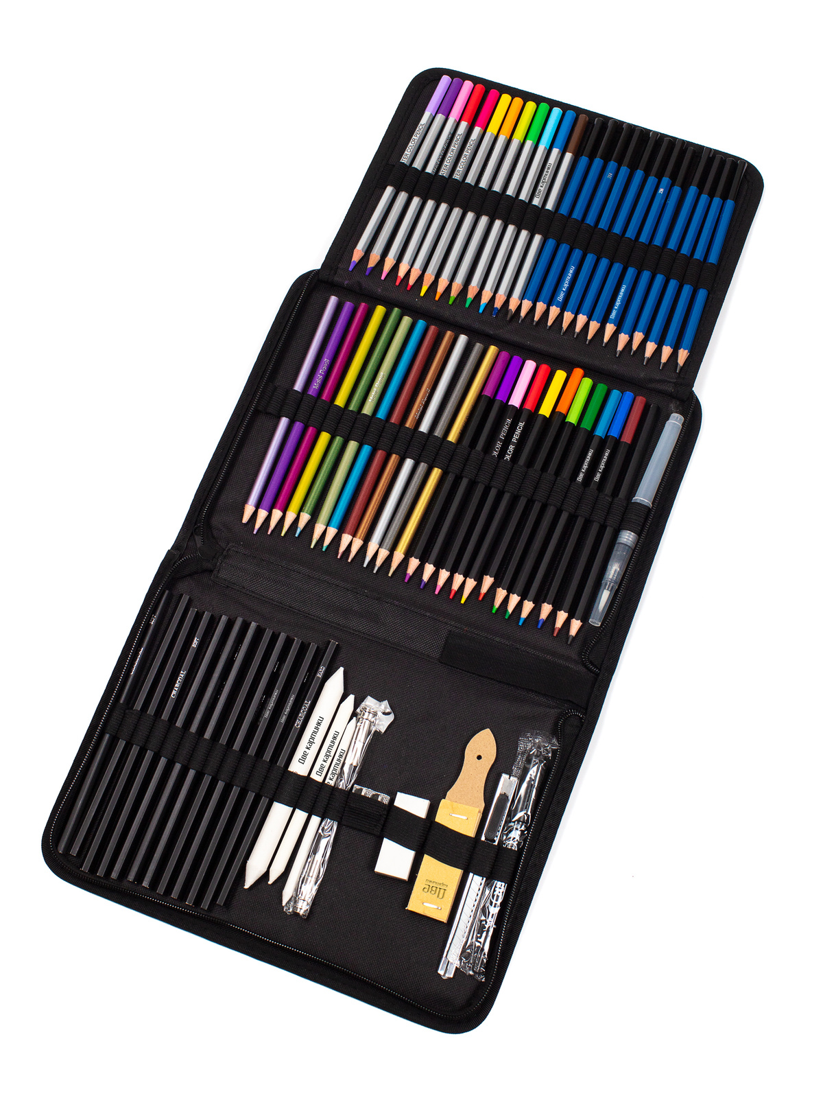 Набор цветных и чернографитных карандашей для скетчинга