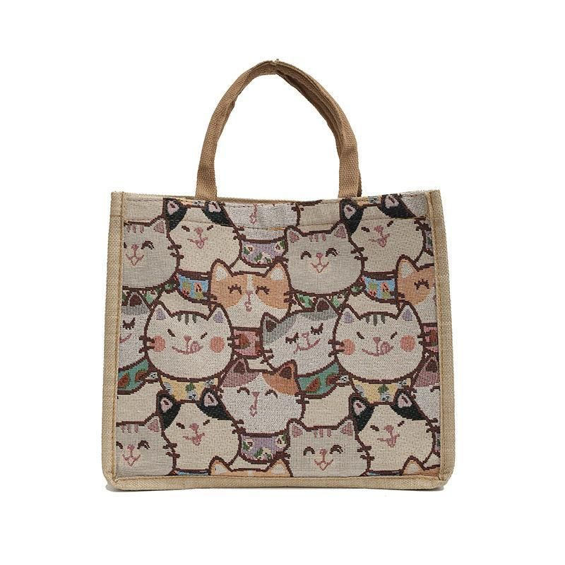 Вельветовый шоппер сумка тоут с рисунком котики кошки