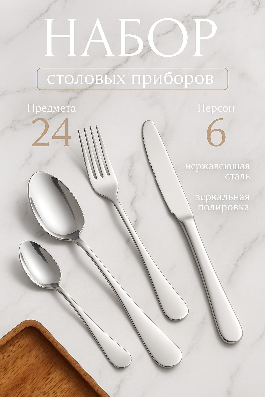 Наборстоловыхприборов24предмета,ложки,вилки,чайнаяложка,нож