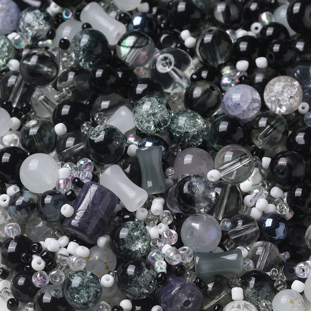 МиксАссортиизграненыххрустальныхбусинижемчуга(имитация)разногоразмера,Наборбусиндлярукоделия30гр/уп,Цветчерная