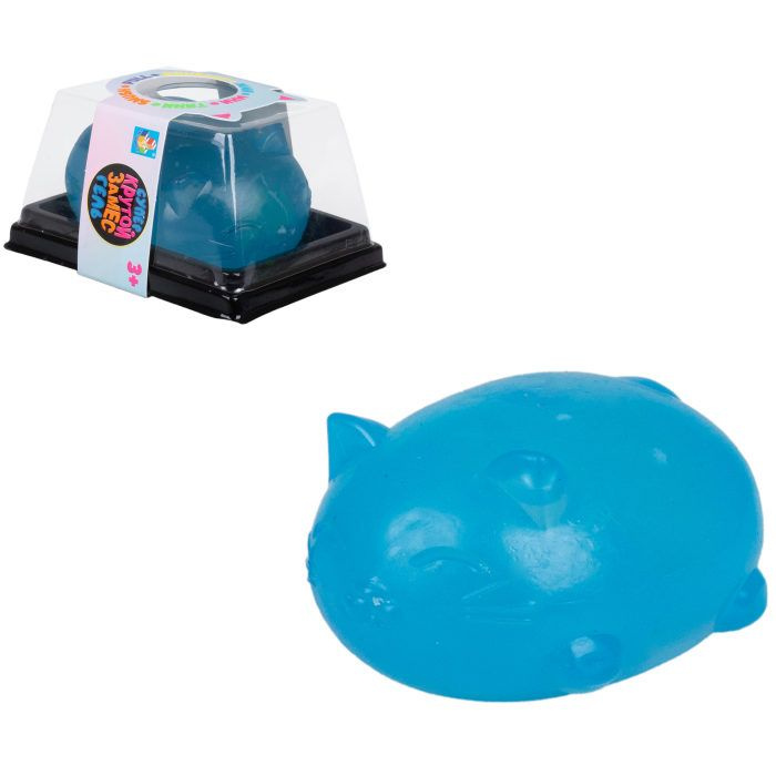 Антистресс игрушка для рук котик голубой 1toy Крутой замес, для детей, взрослых, 1шт.  #1