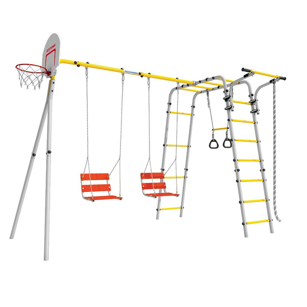 Детский спортивный комплекс для дачи ROMANA Акробат - 2, качели на цепях -2шт (серый, желтый)  #1
